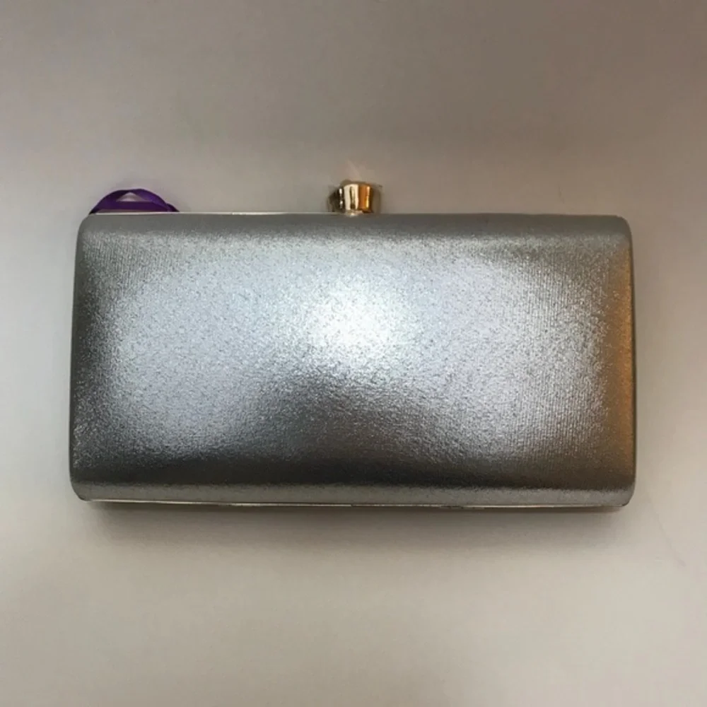 BellaKiara new beaded silver evening crossbody clutch silver